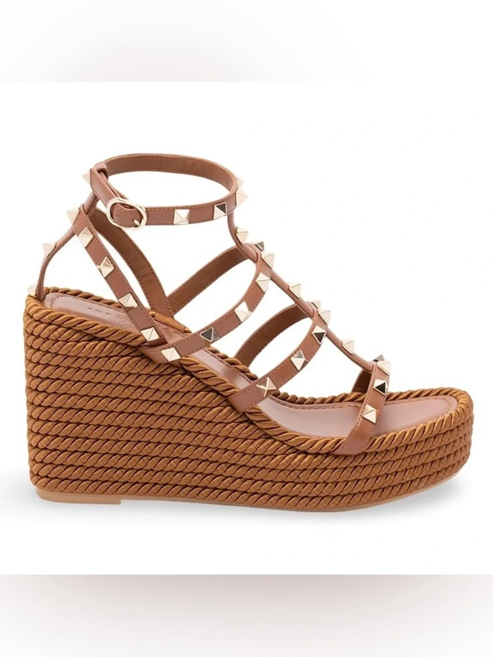 VALENTINO GARAVANI Rockstud 110 leather espadrilles wedges sandals